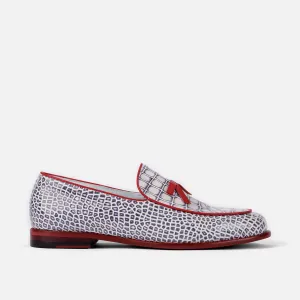 Mocassins belges en cuir de crocodile blanc Odell