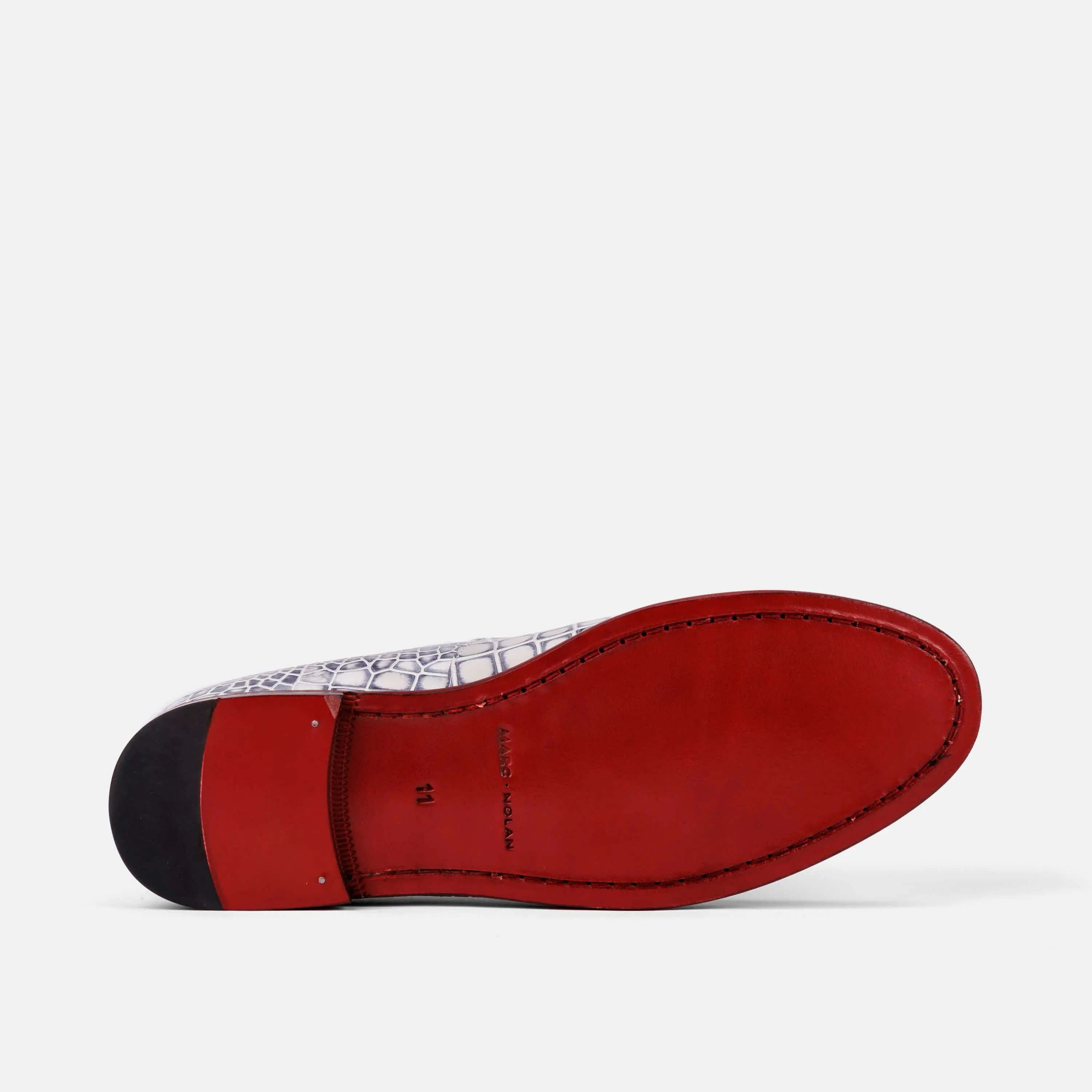Mocassins belges en cuir de crocodile blanc Odell