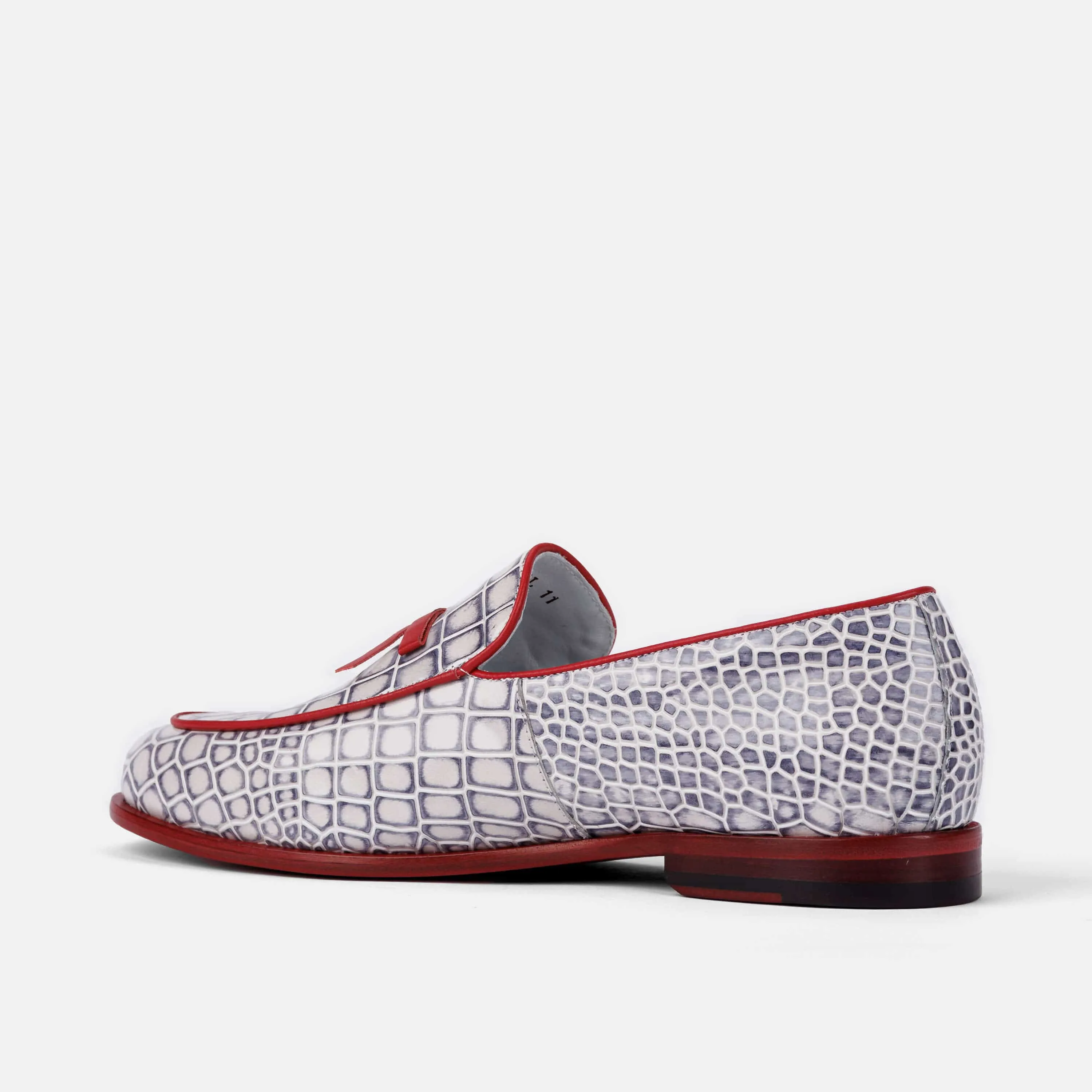Mocassins belges en cuir de crocodile blanc Odell