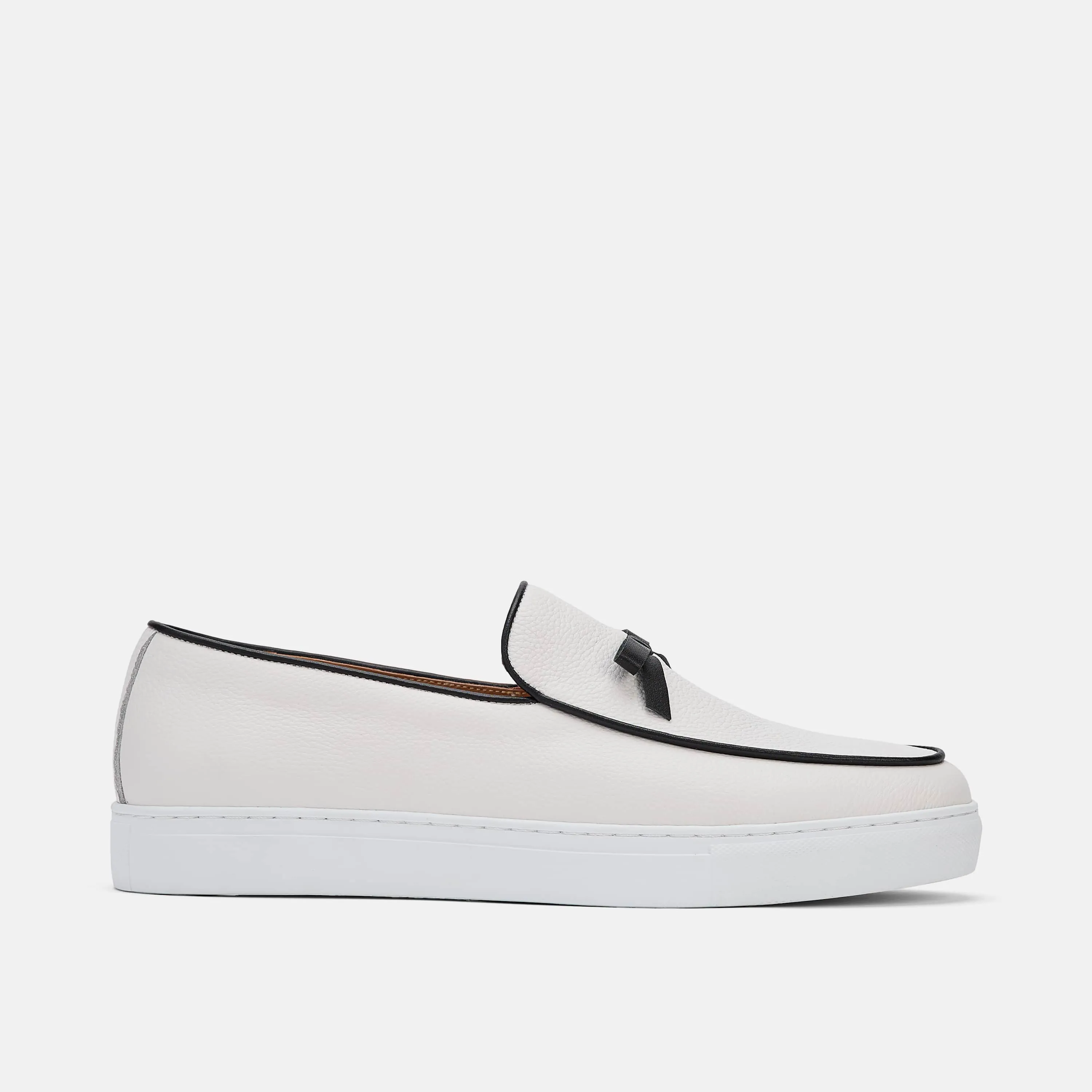 Chaussures mocassins sneakers belges en cuir blanc Odell