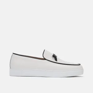 Chaussures mocassins sneakers belges en cuir blanc Odell