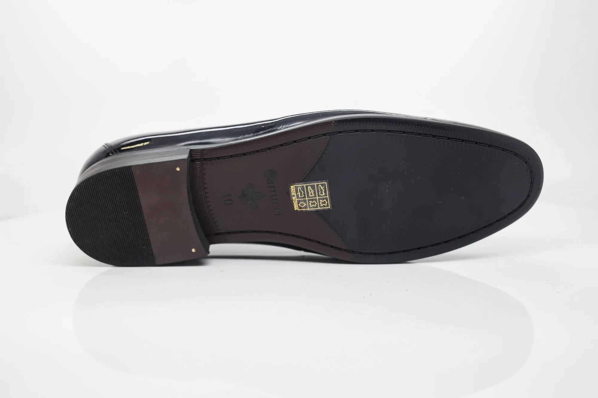 Mocassin à Enfiler en Cuir Verni et Suédine Noir