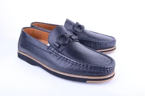 Mocassin Pelle de Veau à Enfiler Bleu
