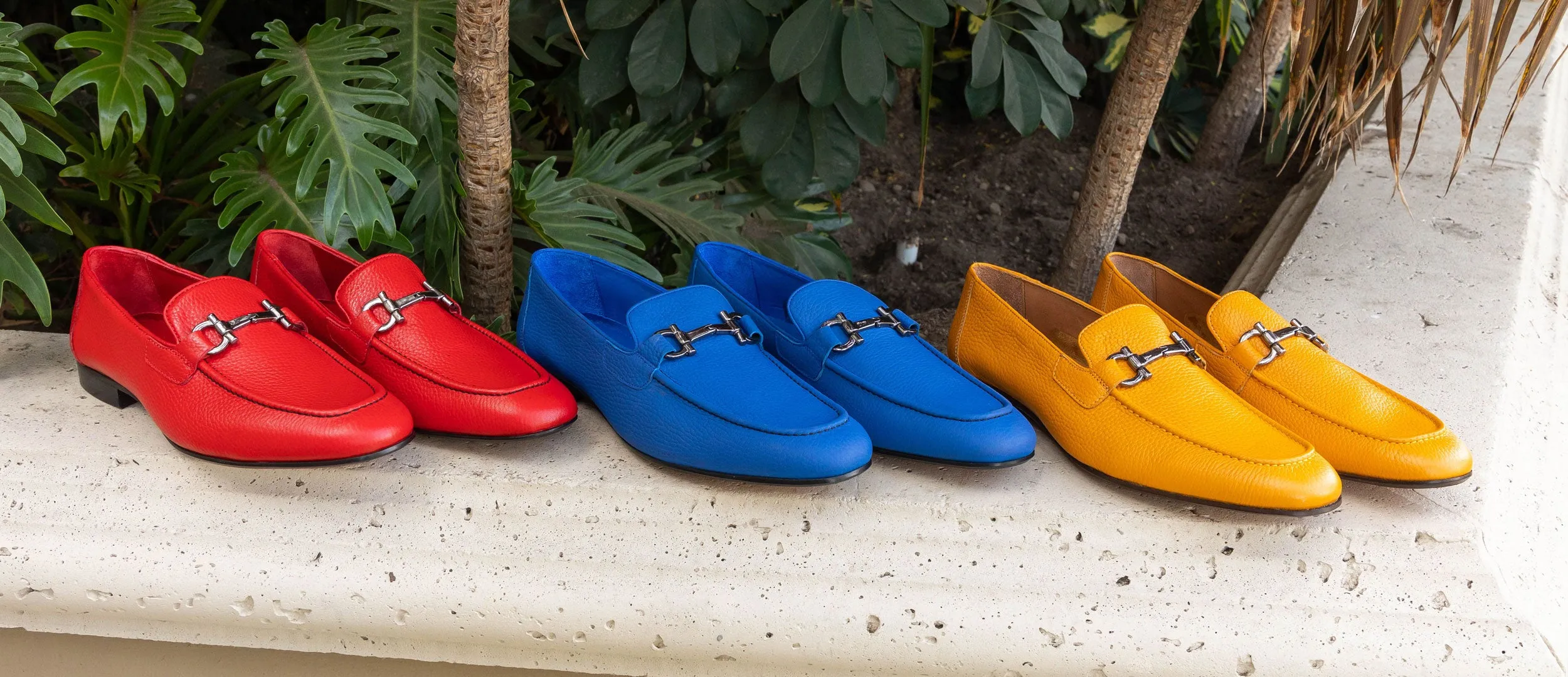 Mocassin Pelle Granuleuse Bleu