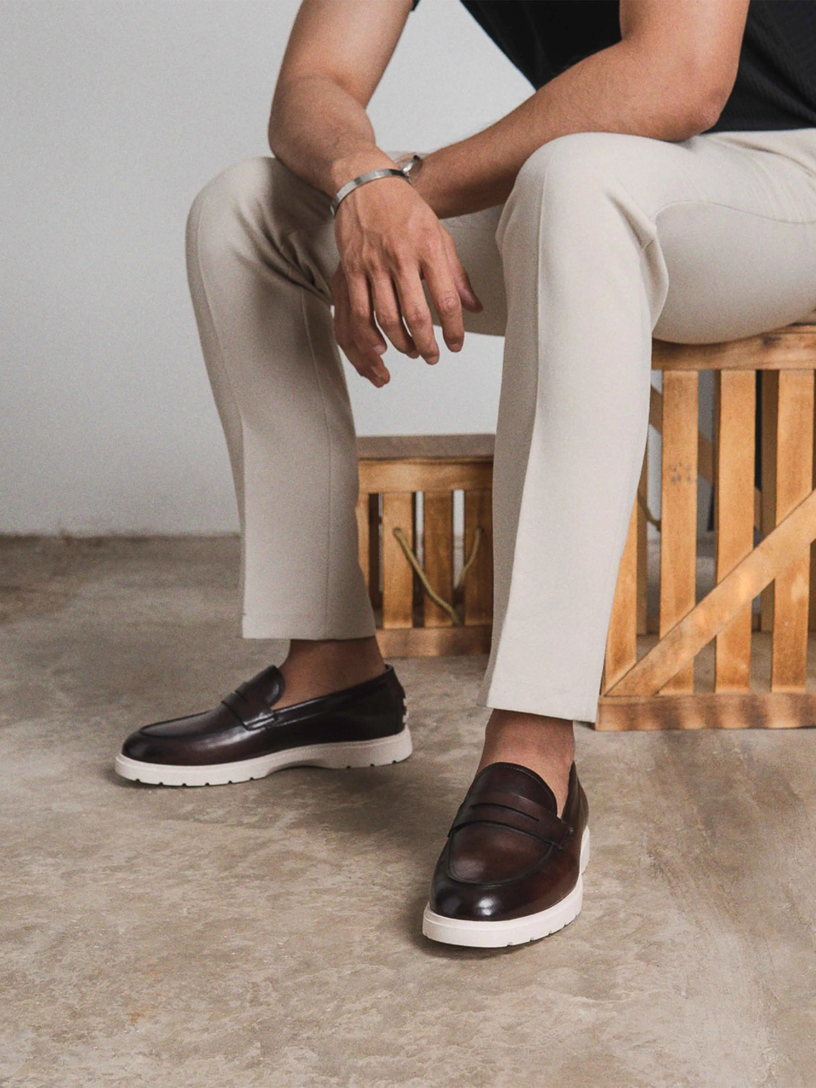 Penny Loafer - Café (Semelle Craie)
