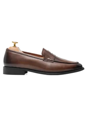 Penny Loafer - Brun Foncé (Patine Peinte à la Main)