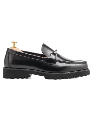 Mocassin à penny avec boucle argentée en forme de mors - Cuir noir (Eva Combat)