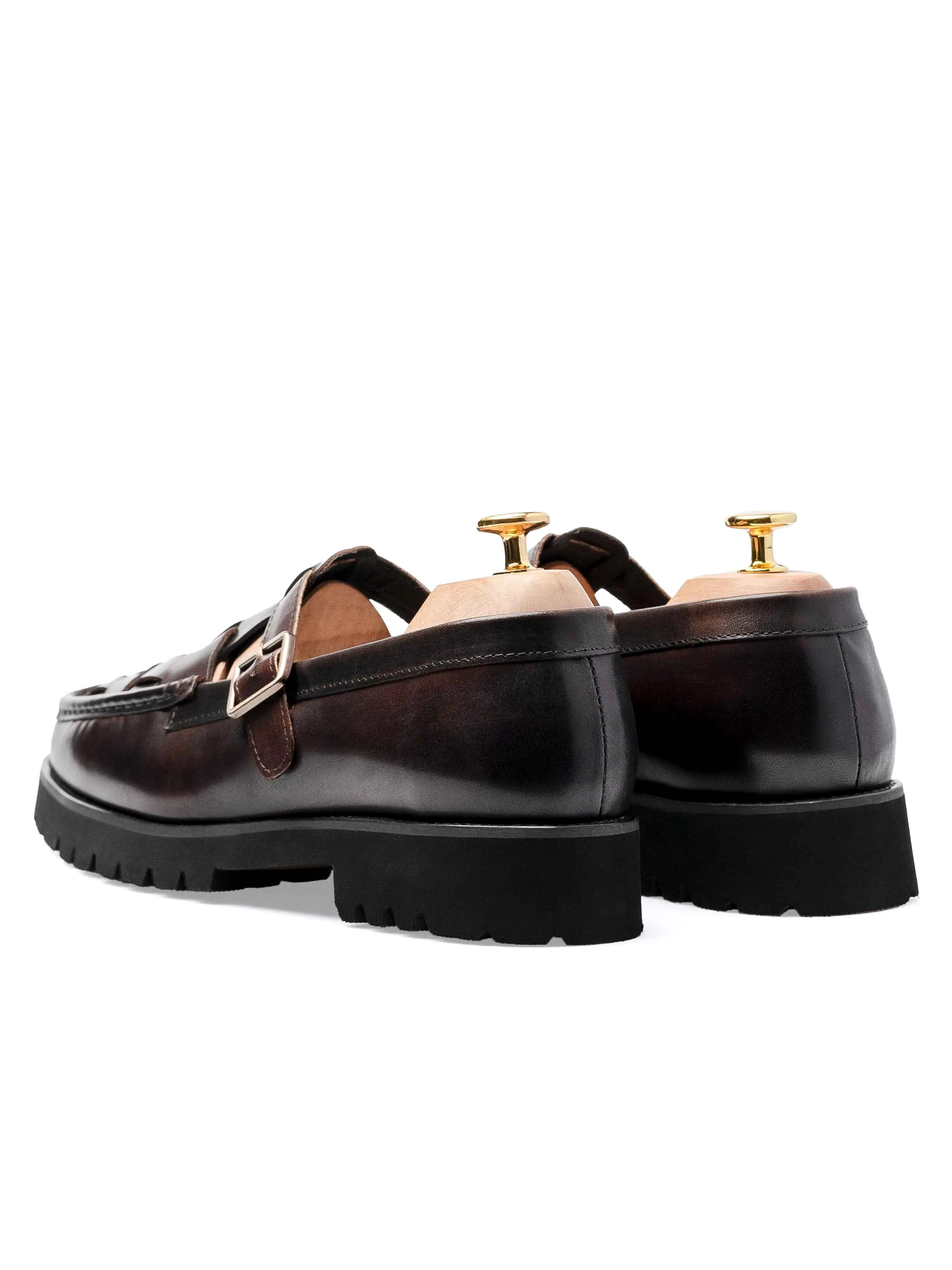 Perry Weave Loafer - Cuir marron foncé (Eva Combat)