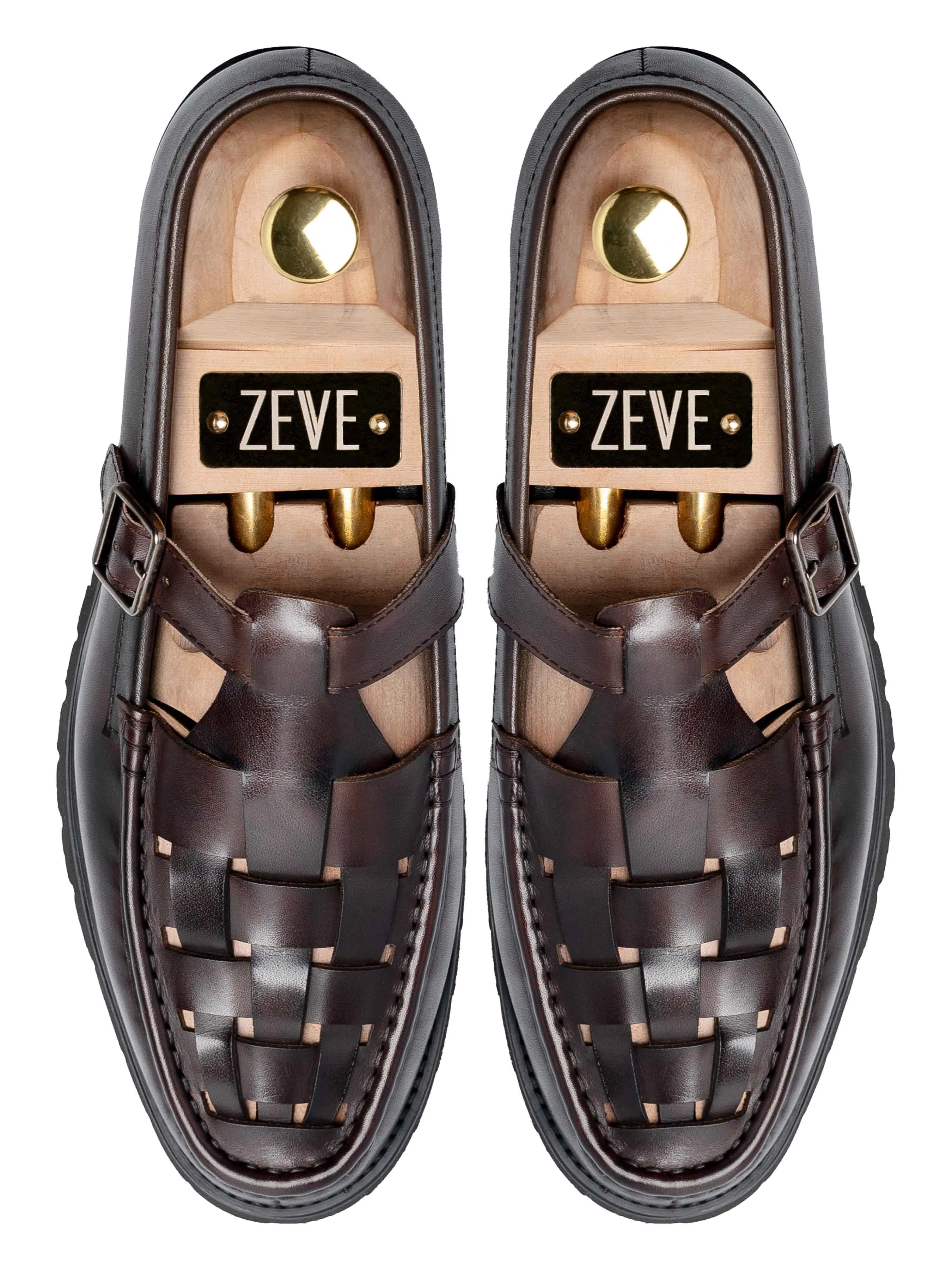 Perry Weave Loafer - Cuir marron foncé (Eva Combat)