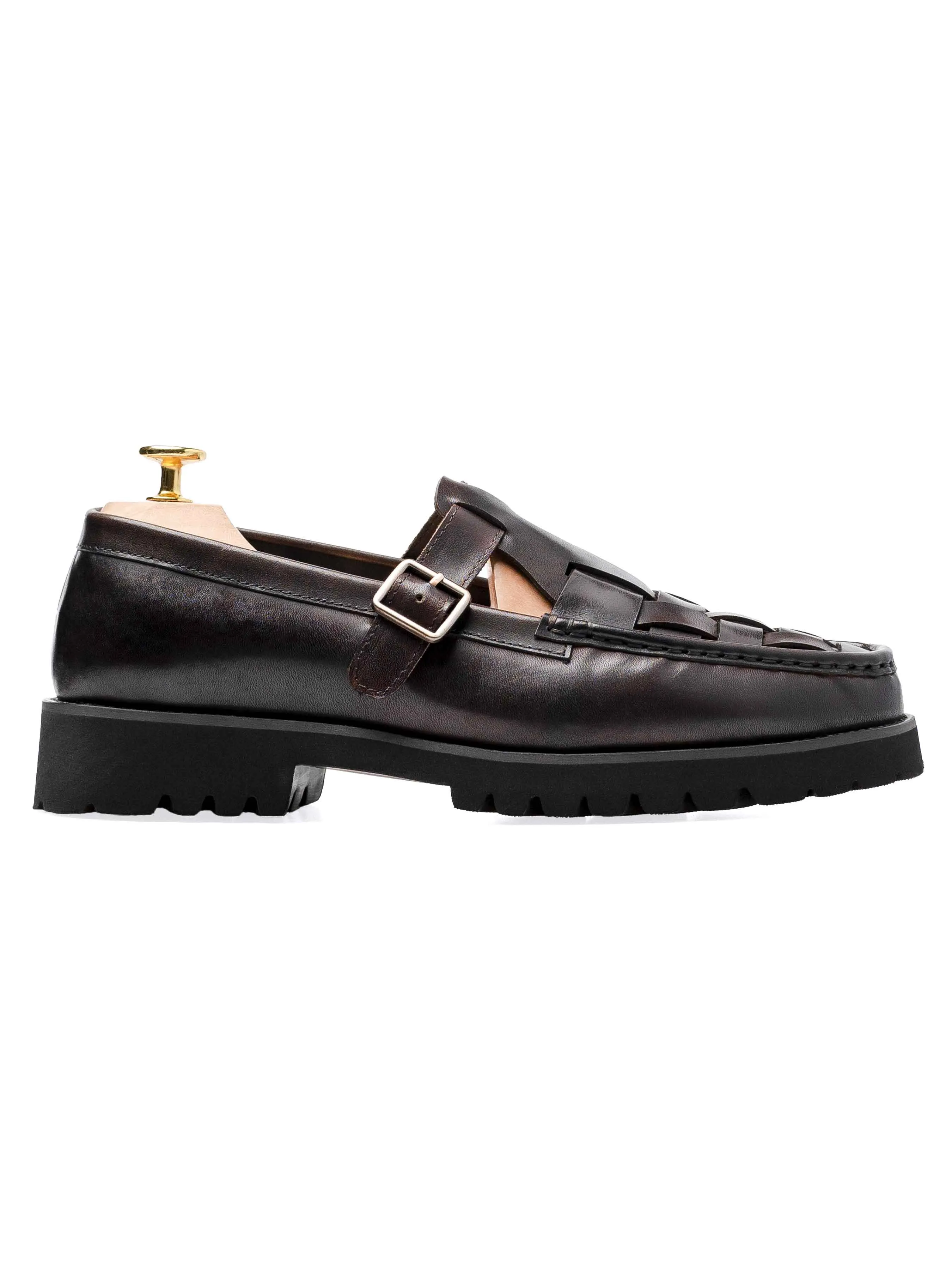 Perry Weave Loafer - Cuir marron foncé (Eva Combat)
