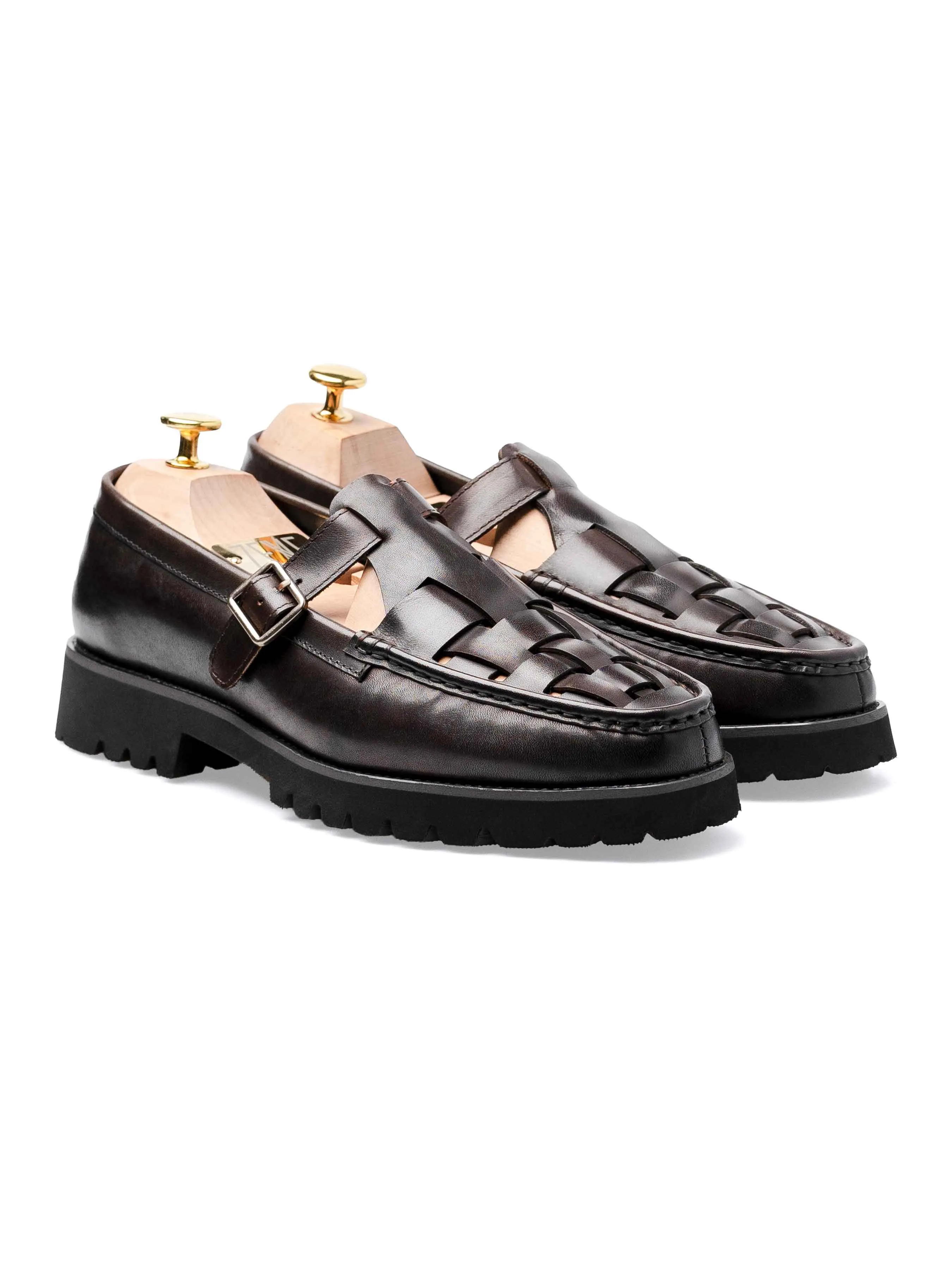 Perry Weave Loafer - Cuir marron foncé (Eva Combat)