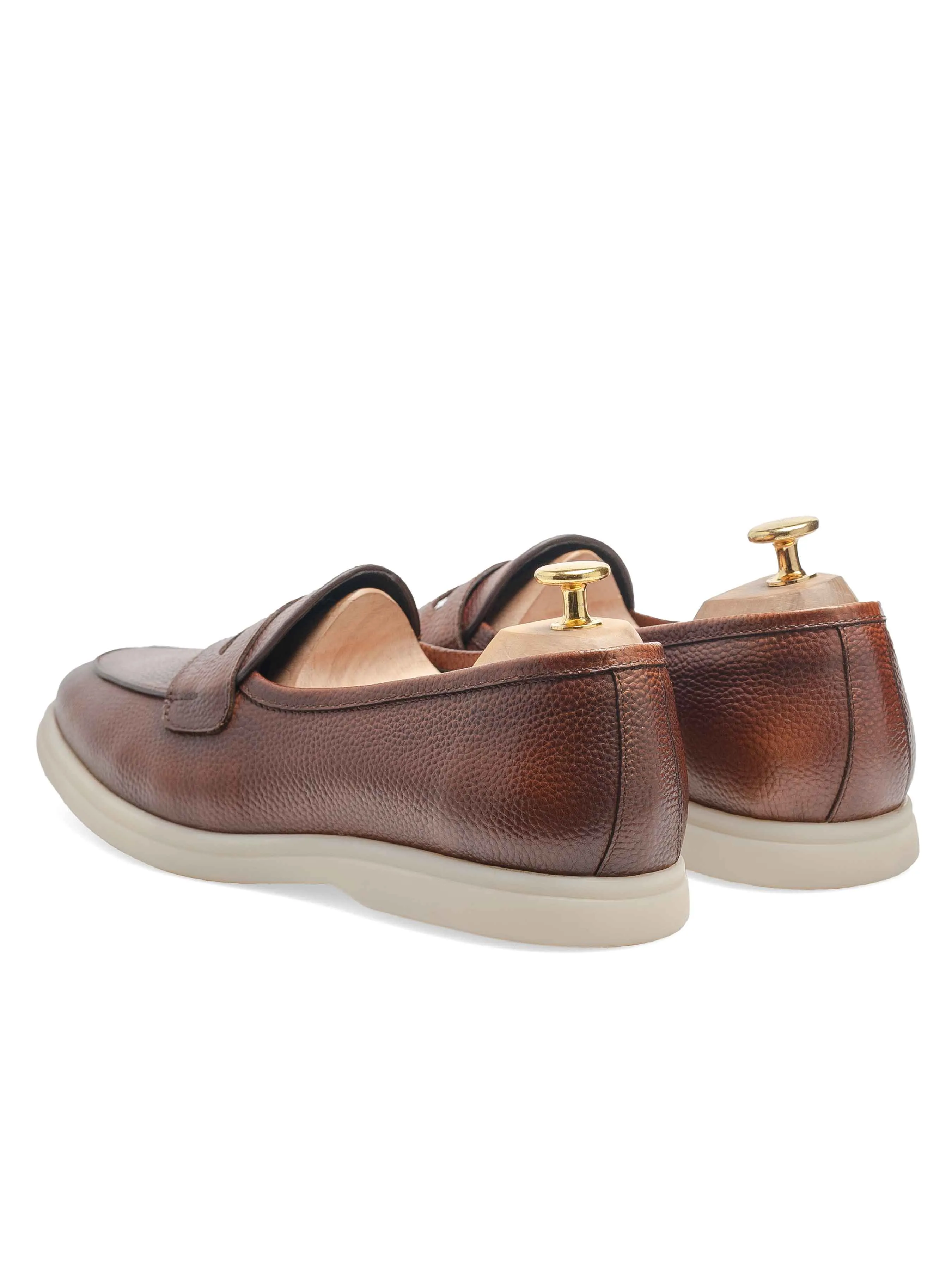 Pietro Belgian Loafer - Cuir grainé marron (semelle Soflex)