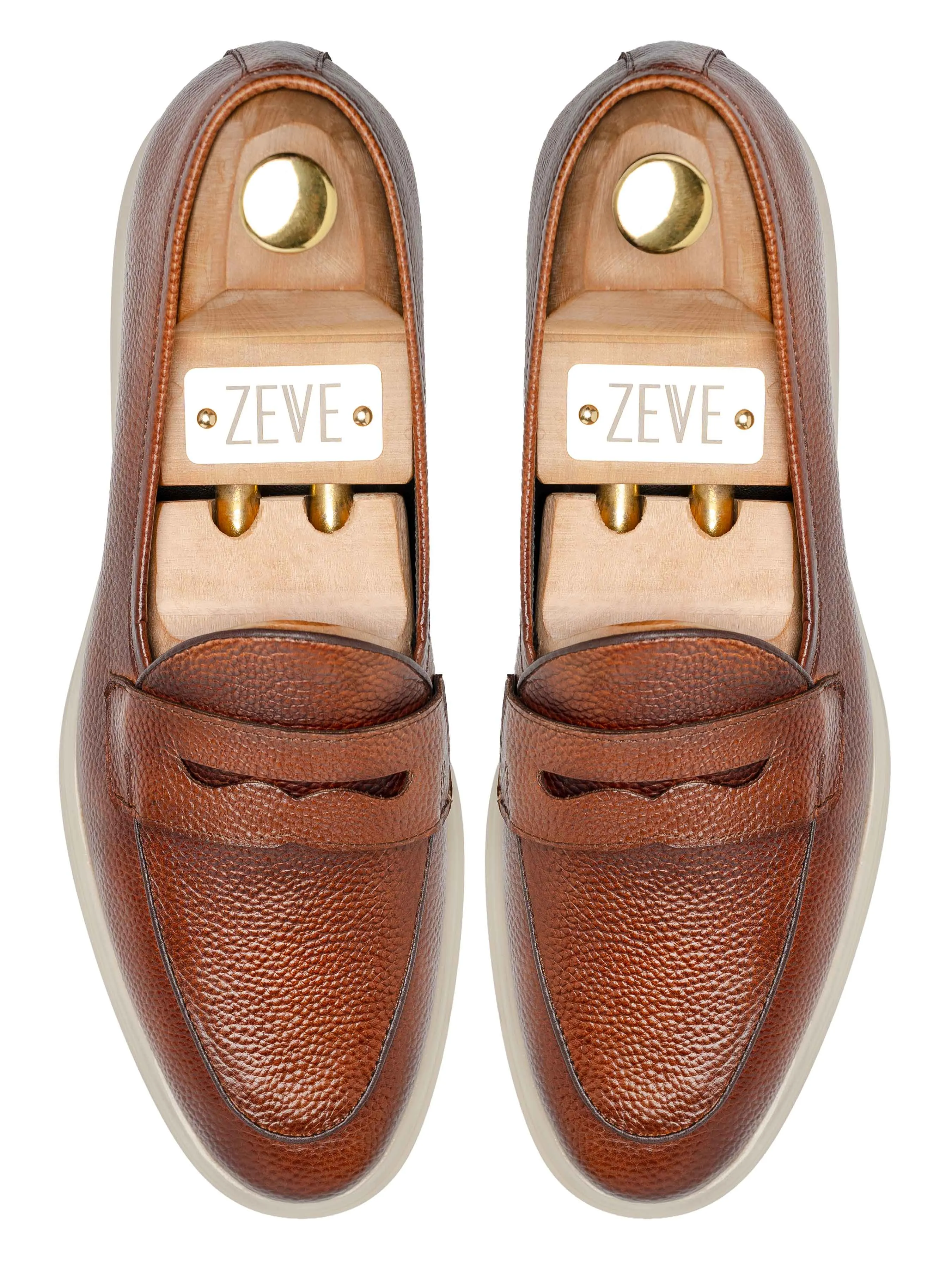Pietro Belgian Loafer - Cuir grainé marron (semelle Soflex)