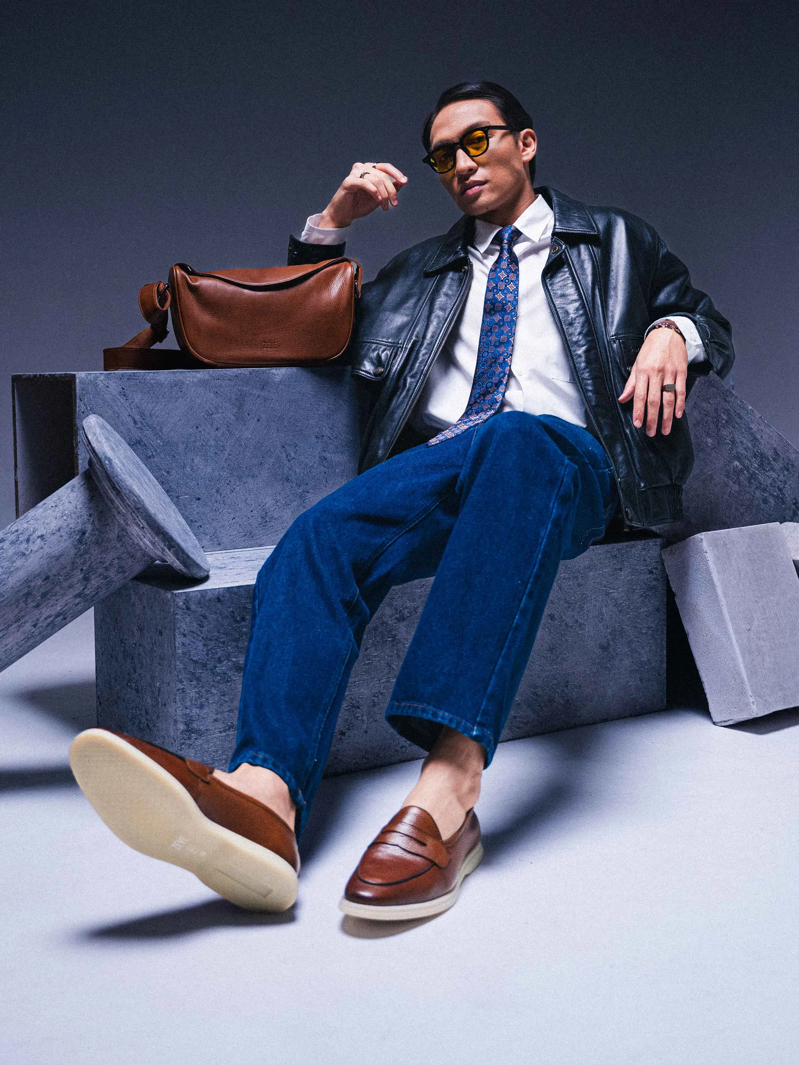 Pietro Belgian Loafer - Cuir grainé marron (semelle Soflex)