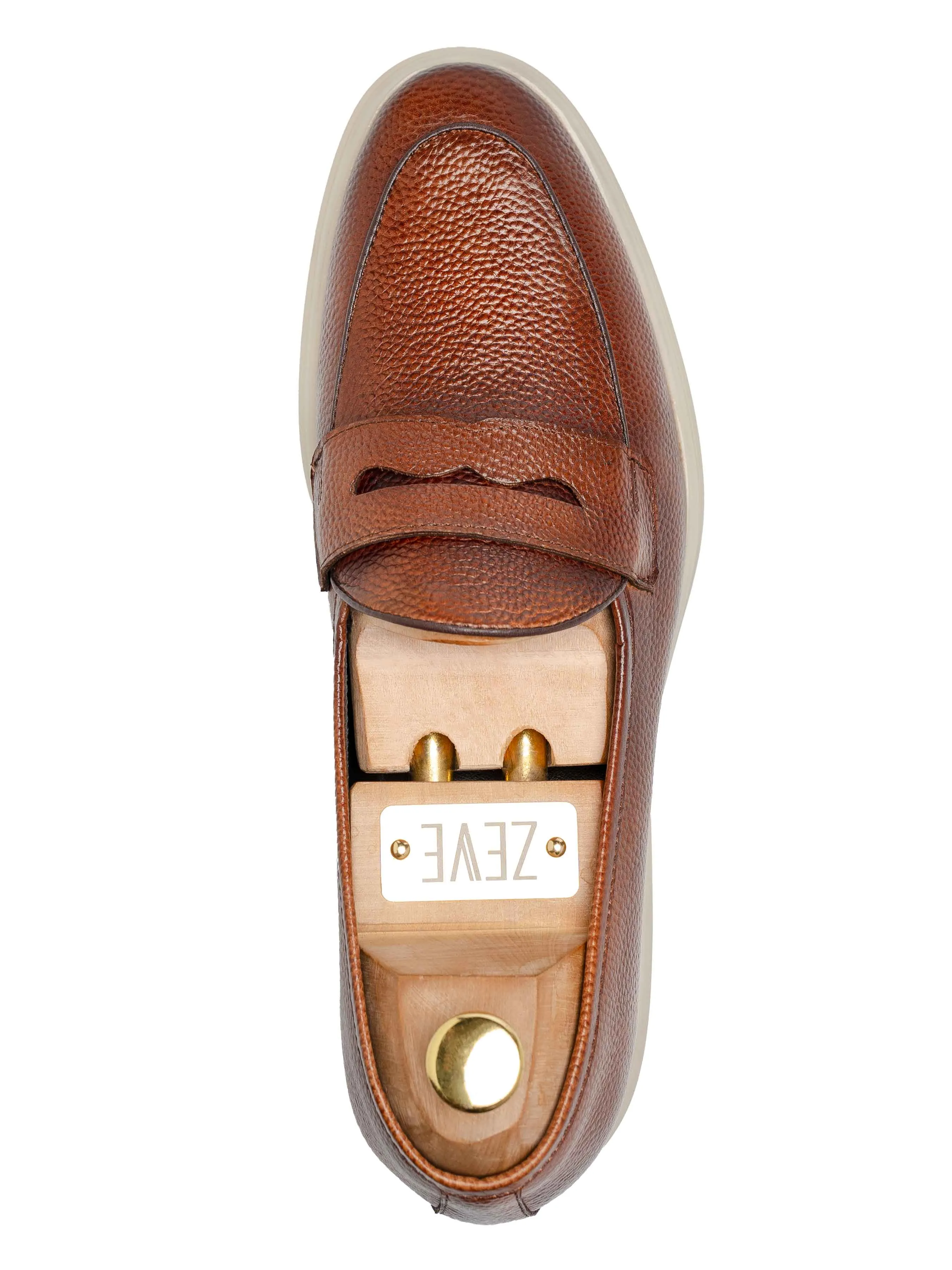 Pietro Belgian Loafer - Cuir grainé marron (semelle Soflex)