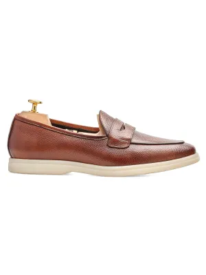 Pietro Belgian Loafer - Cuir grainé marron (semelle Soflex)