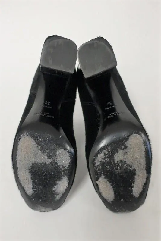 Bottes Chelsea Saint Laurent Babies en Poil de Veau Noir Taille 36 Bottes à Cheville à Talon Haut