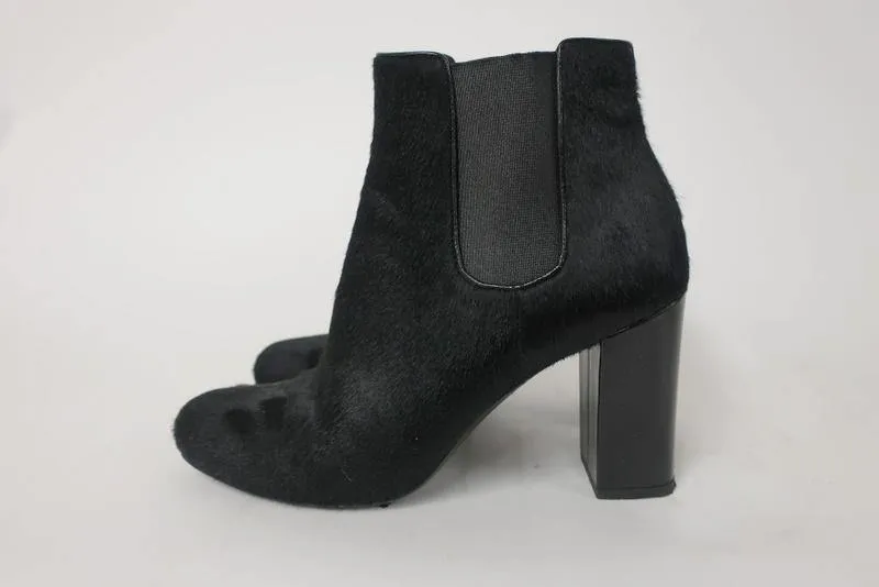 Bottes Chelsea Saint Laurent Babies en Poil de Veau Noir Taille 36 Bottes à Cheville à Talon Haut