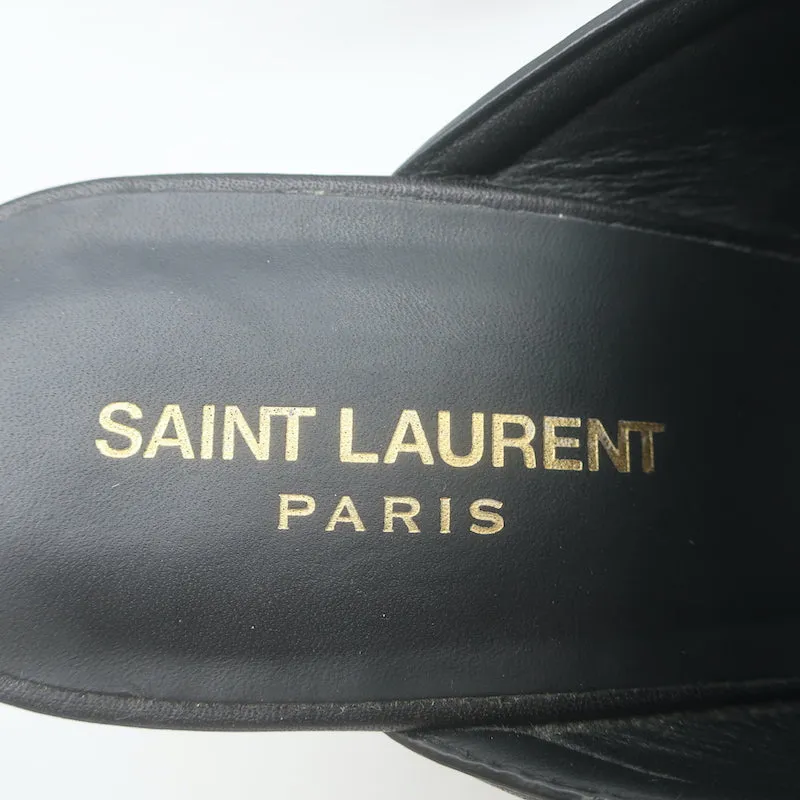 Sandales Plateforme Entrecroisées Saint Laurent en Cuir Noir Taille 37