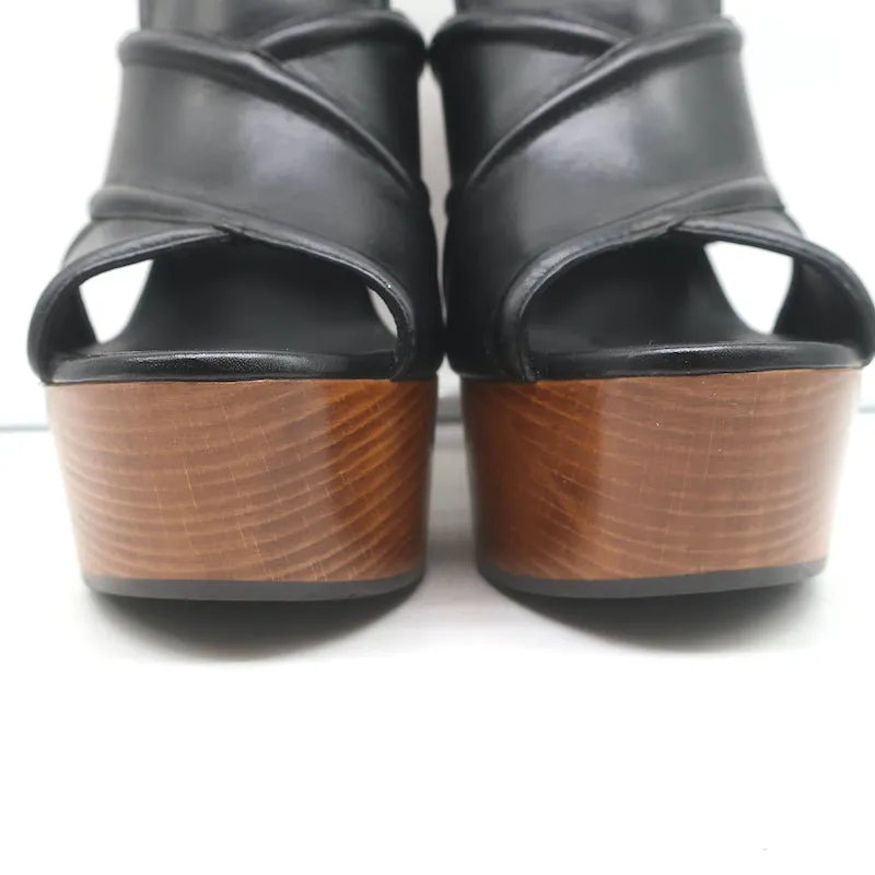 Sandales Plateforme Entrecroisées Saint Laurent en Cuir Noir Taille 37