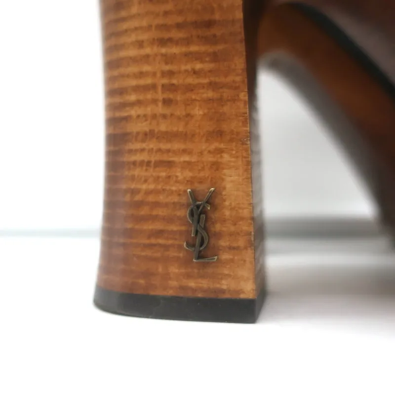 Sandales Plateforme Entrecroisées Saint Laurent en Cuir Noir Taille 37