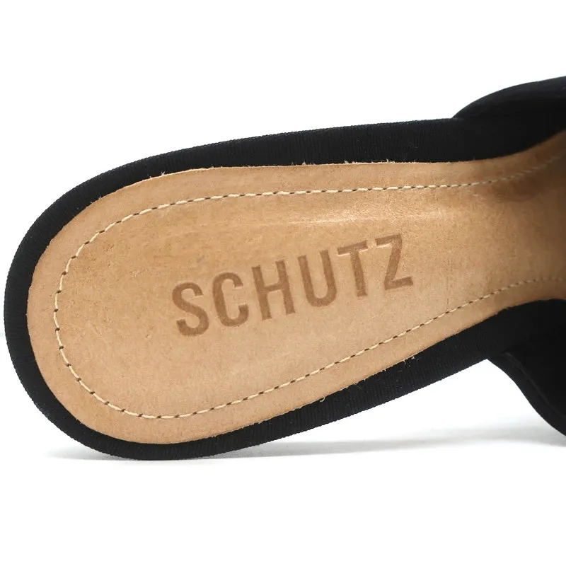 Mules Schutz à bout pointu avec cristaux et finition en suède noir Heliconia taille 6