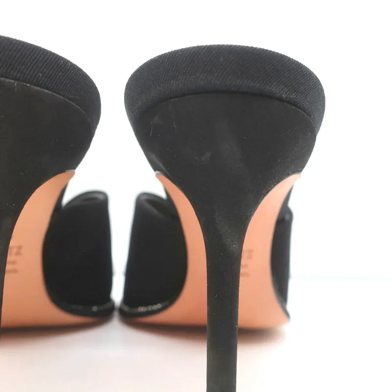 Mules Schutz à bout pointu avec cristaux et finition en suède noir Heliconia taille 6