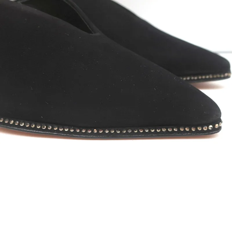 Mules Schutz à bout pointu avec cristaux et finition en suède noir Heliconia taille 6