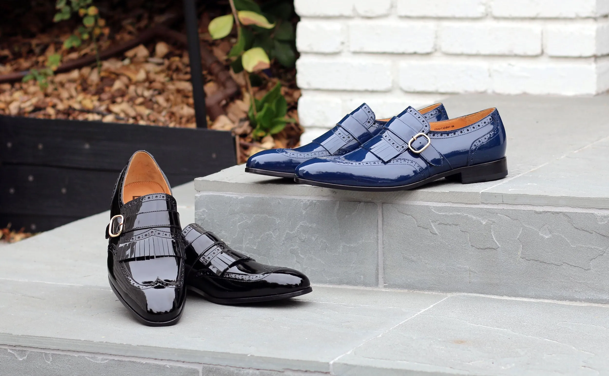 Chaussure à Enfiler en Veau Brillant Noir