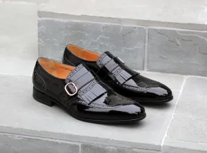 Chaussure à Enfiler en Veau Brillant Noir