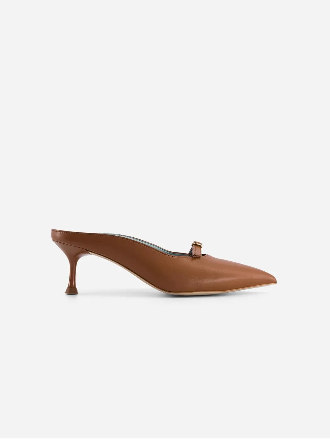 Sixte Mules à Talons en Cuir Végan | Marron