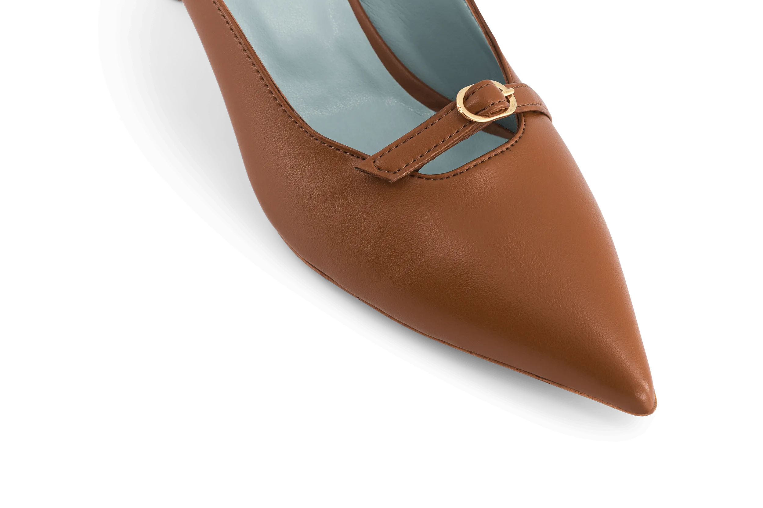 Sixte Mules à Talons en Cuir Végan | Marron