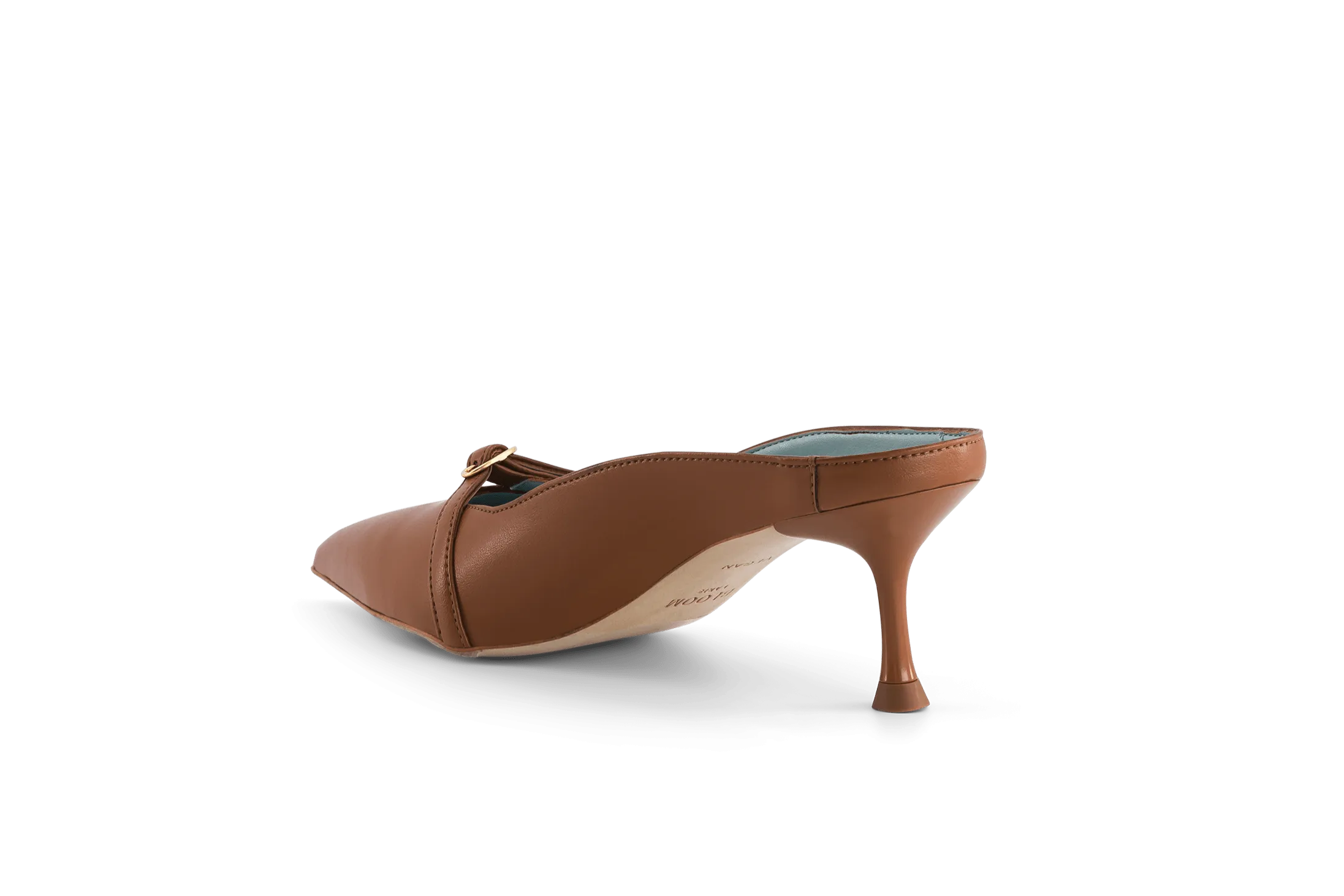 Sixte Mules à Talons en Cuir Végan | Marron