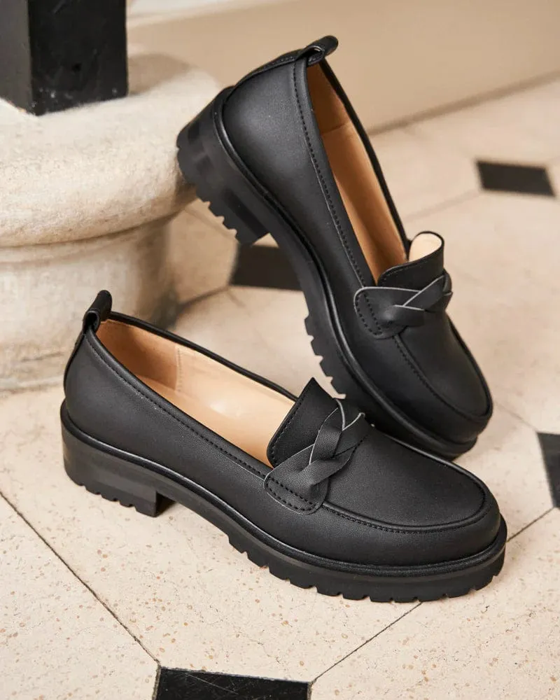 Spell Recycled Grain Leather Vegan Loafers | Noir