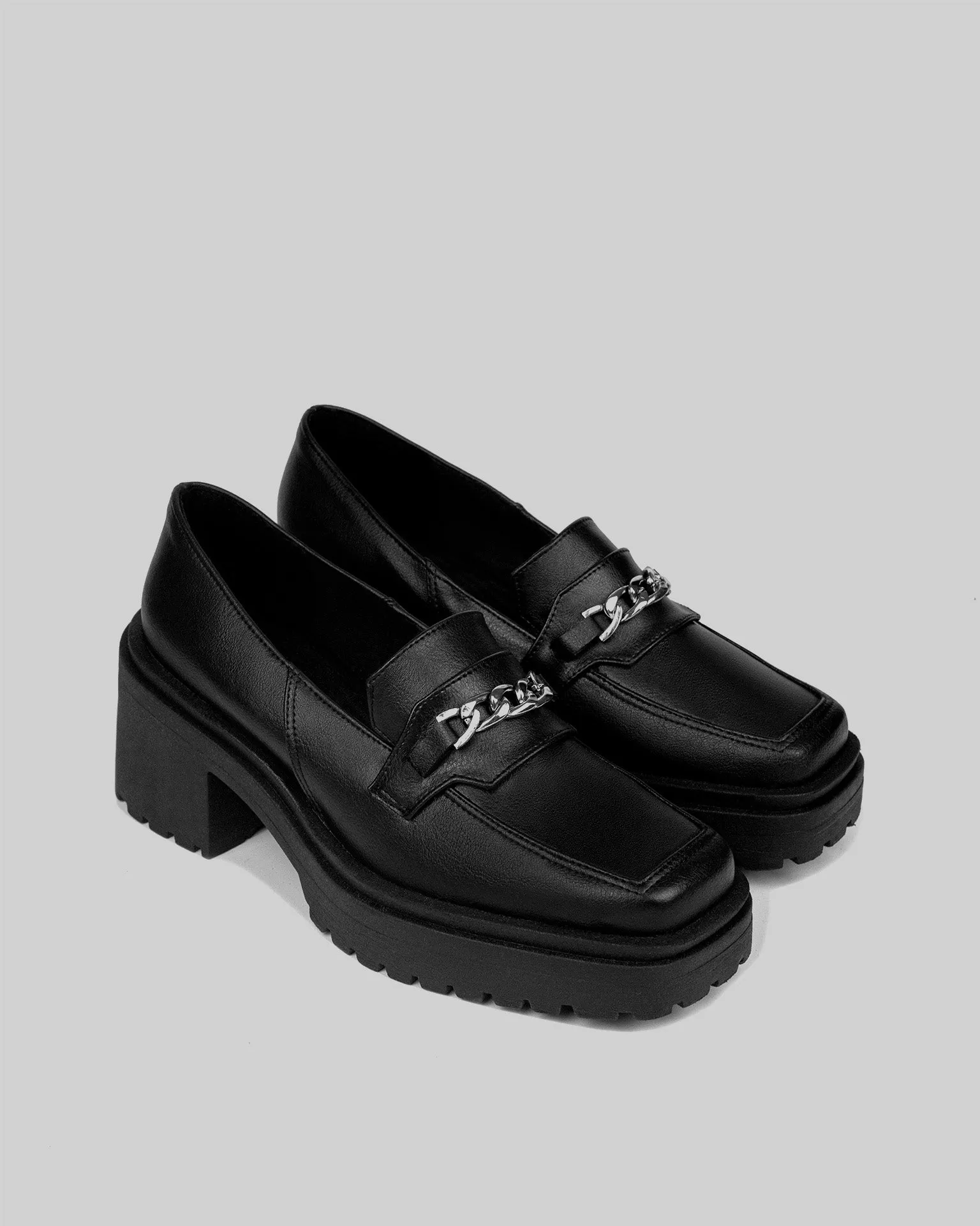 Mocassins Végans en Cuir de Raisin Épais et Carré | Noir