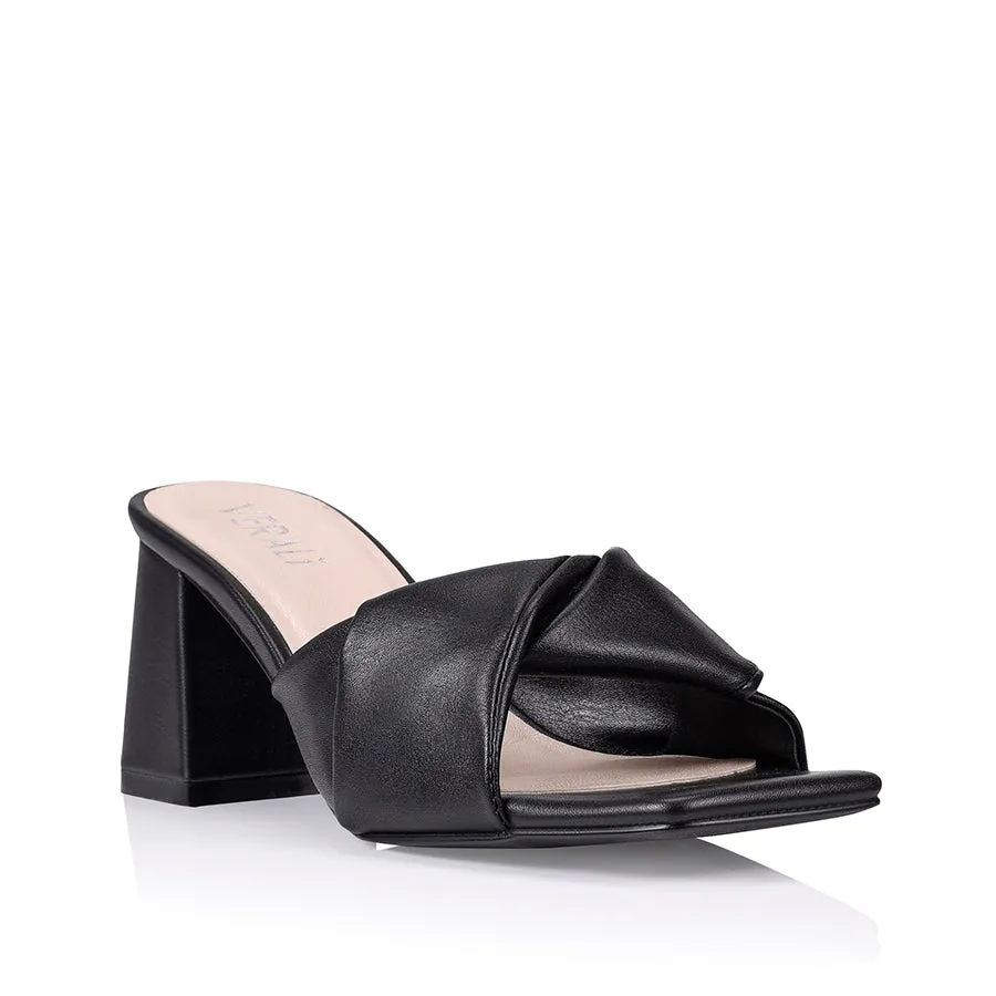 Mules Stella à talon bloc - Noir lisse