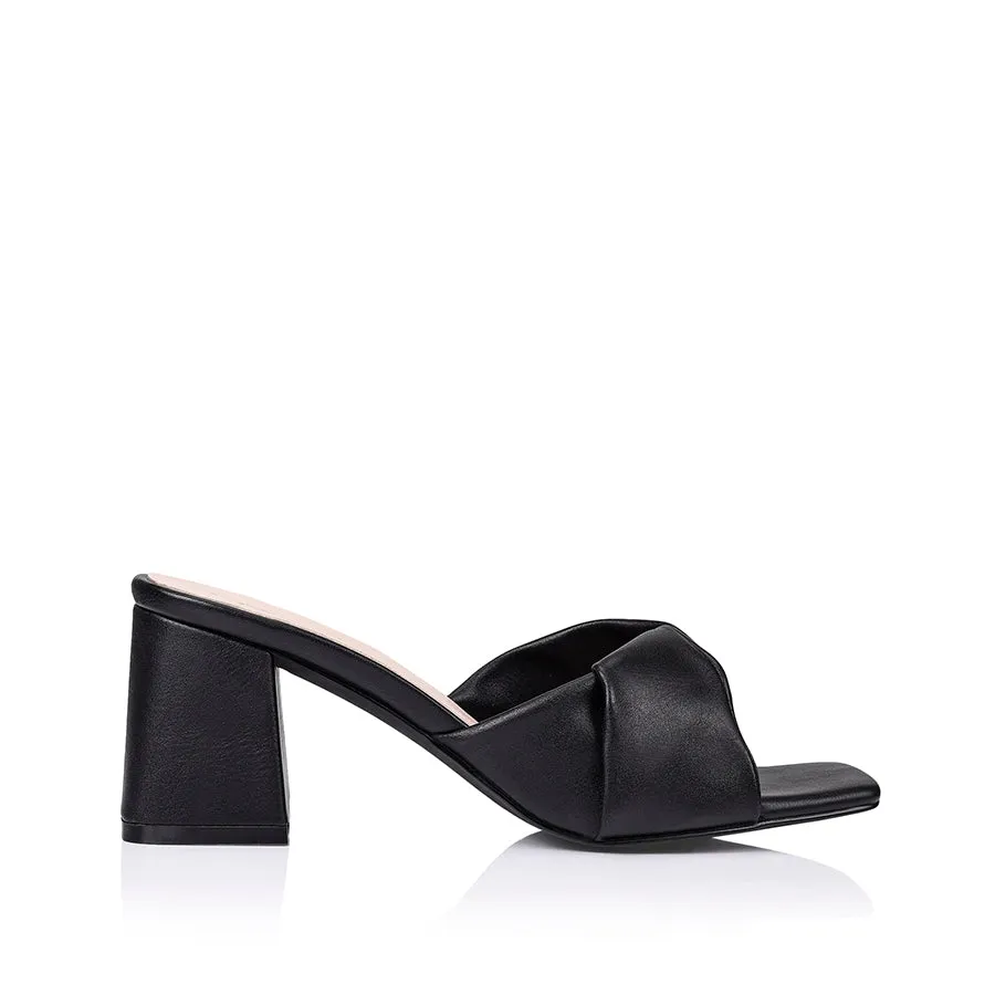 Mules Stella à talon bloc - Noir lisse
