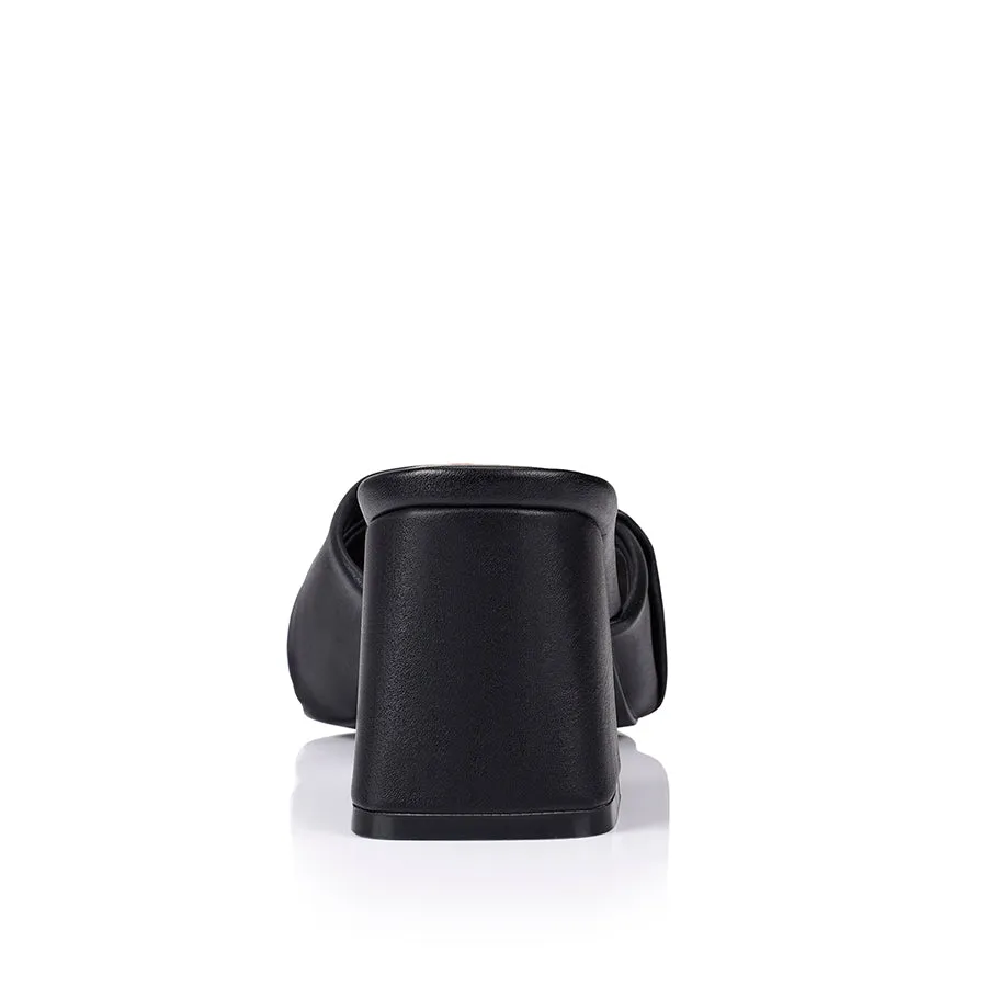 Mules Stella à talon bloc - Noir lisse