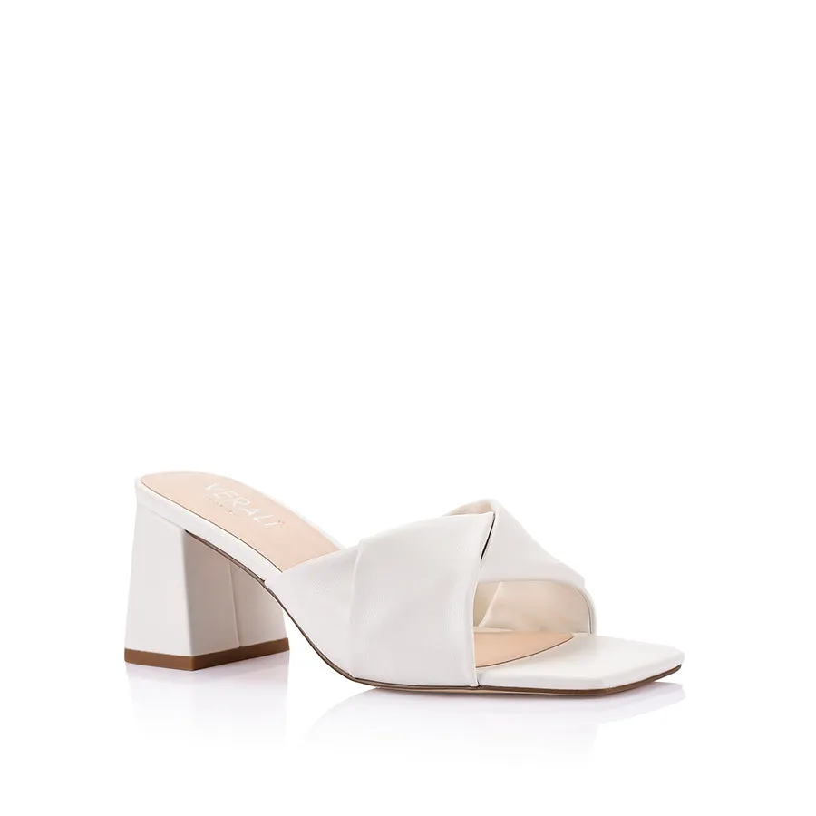 Mules Stella à bloc talon - Craie lisse