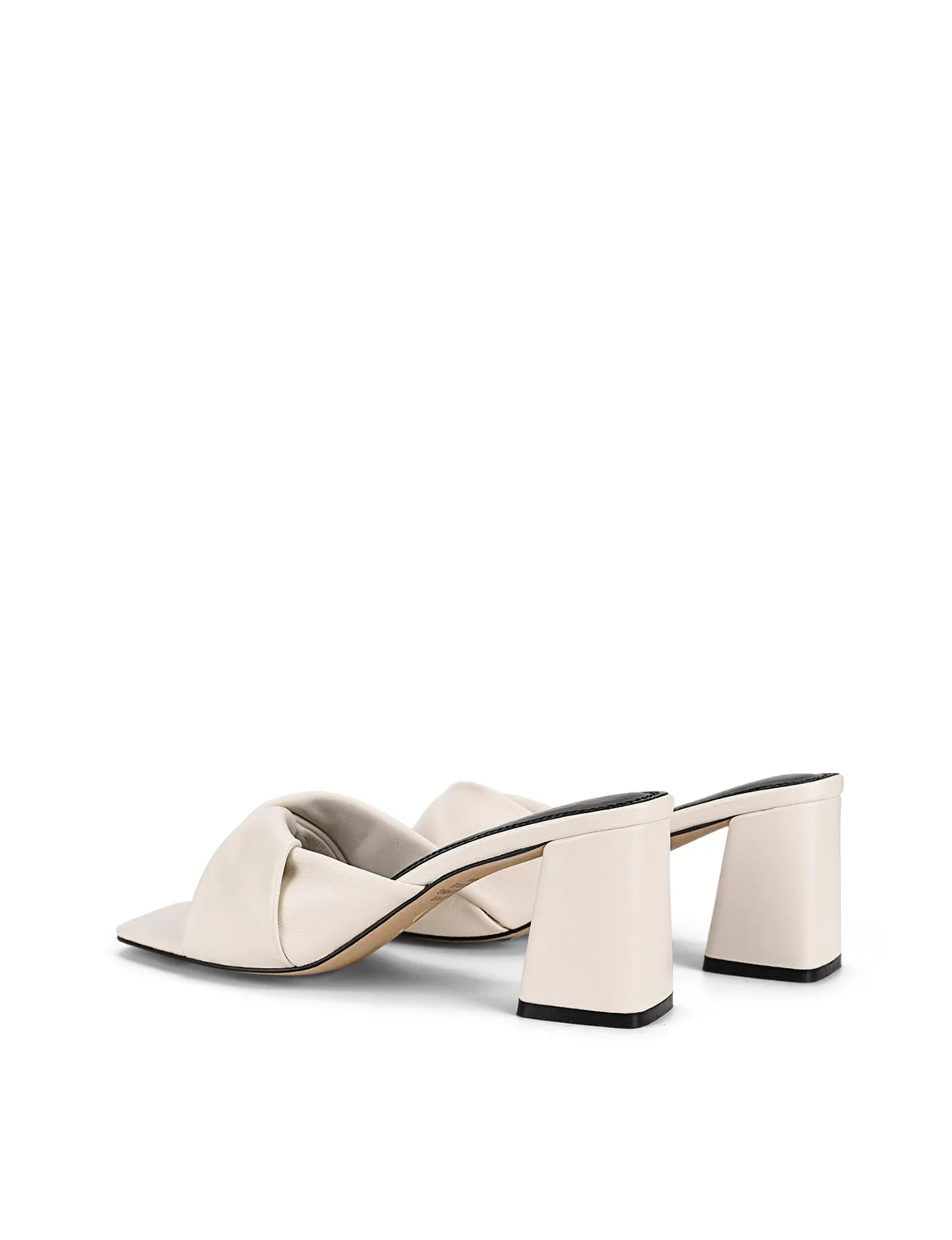 Mules à talon bloc - Cuir blanc craie