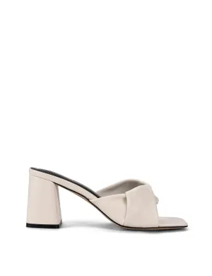 Mules à talon bloc - Cuir blanc craie