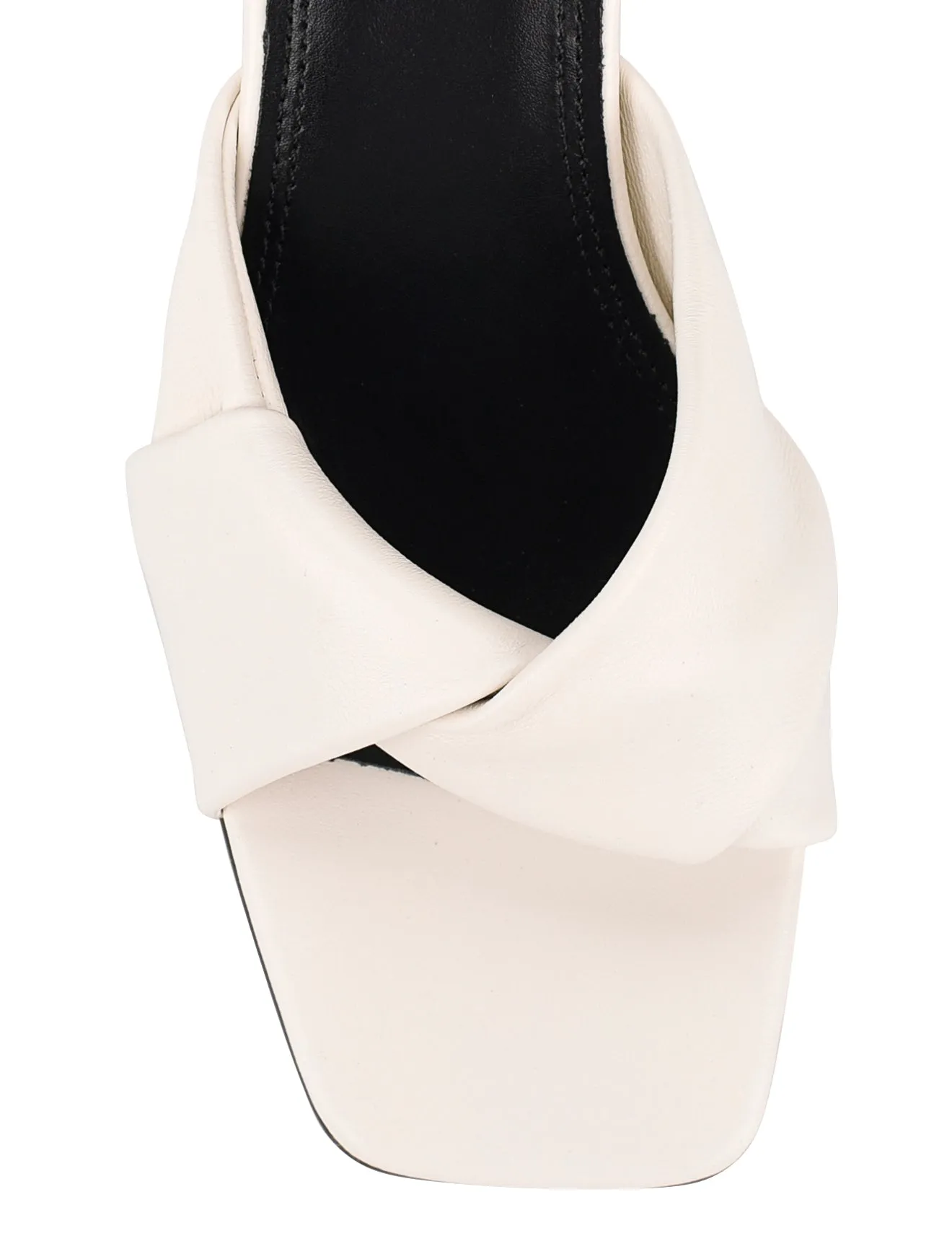 Mules à talon bloc - Cuir blanc craie