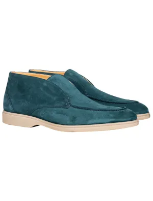 Bottines en daim vert pétrole