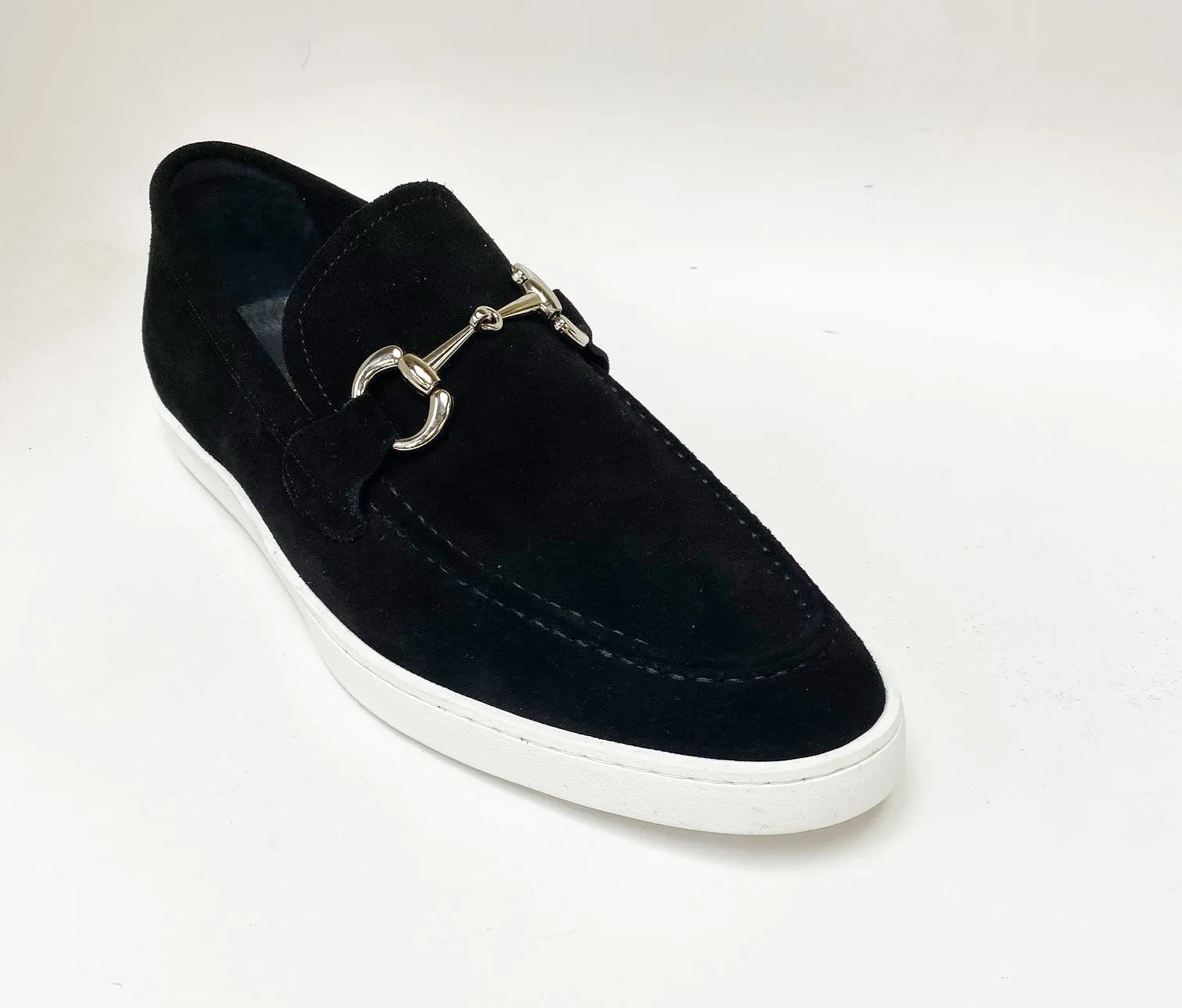 Mocassin à glissière en daim avec mors de cheval noir