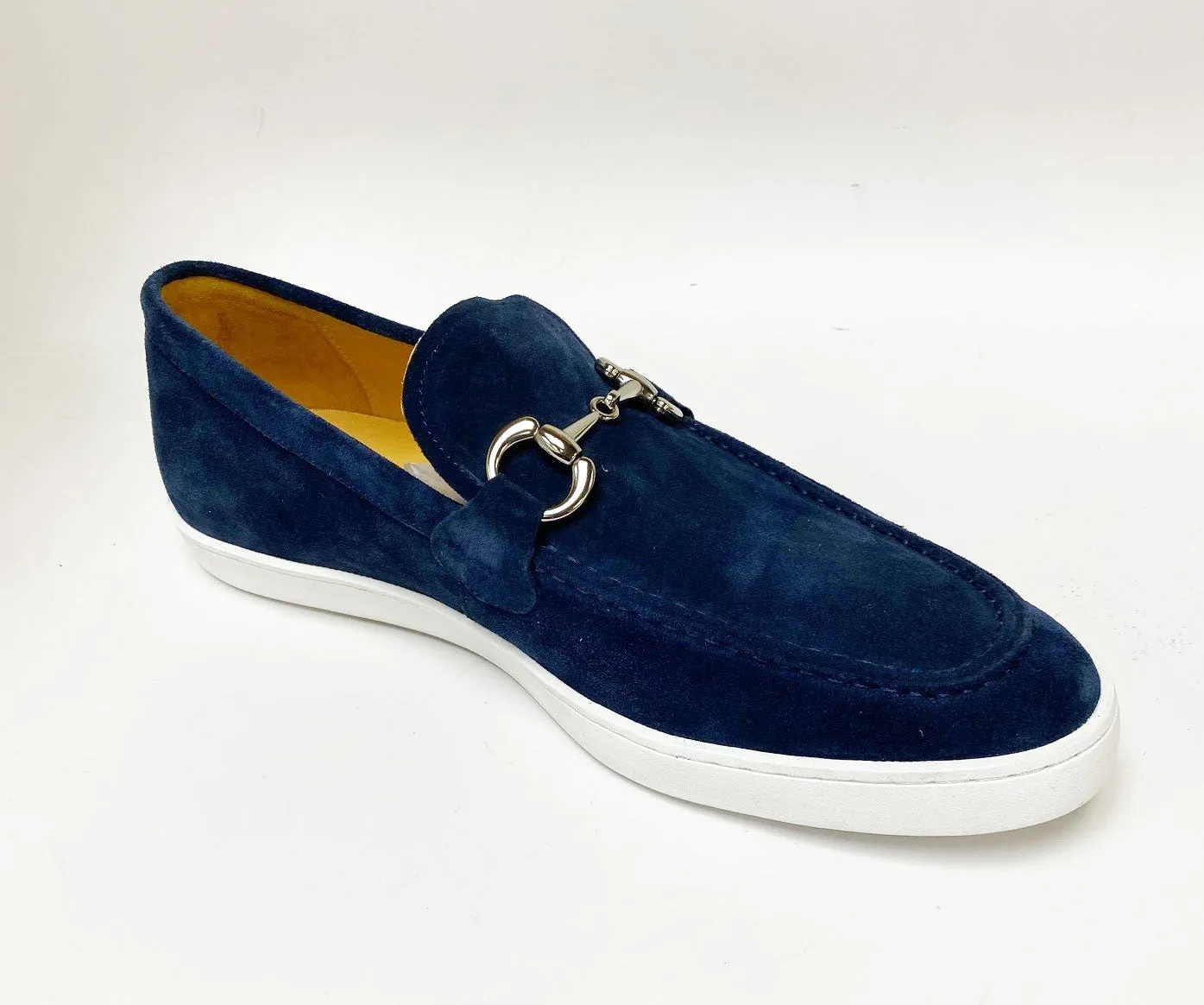 Mocassin à glissière en daim avec mors marine