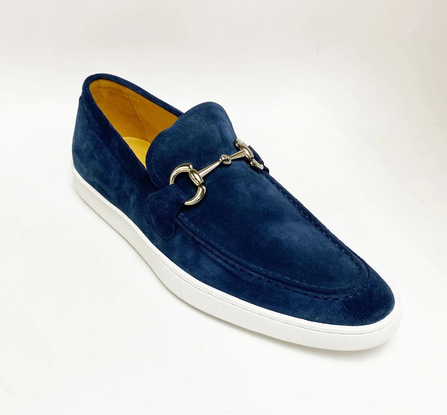 Mocassin à glissière en daim avec mors marine