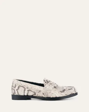 MOCASSINS TAIT EN CUIR IMPRIMÉ SERPENT NATUREL