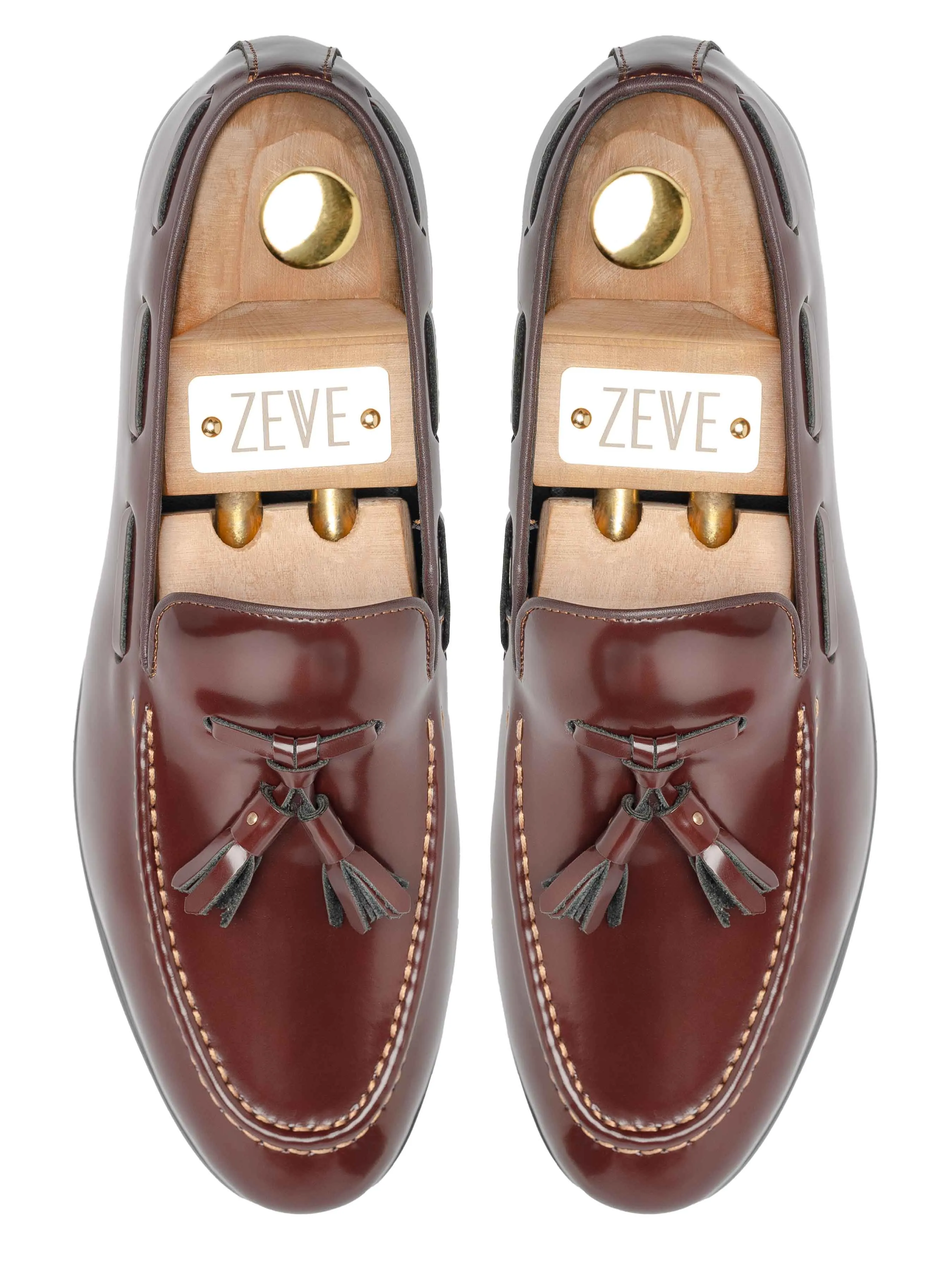 Mocassin à gland - Cuir brun verni