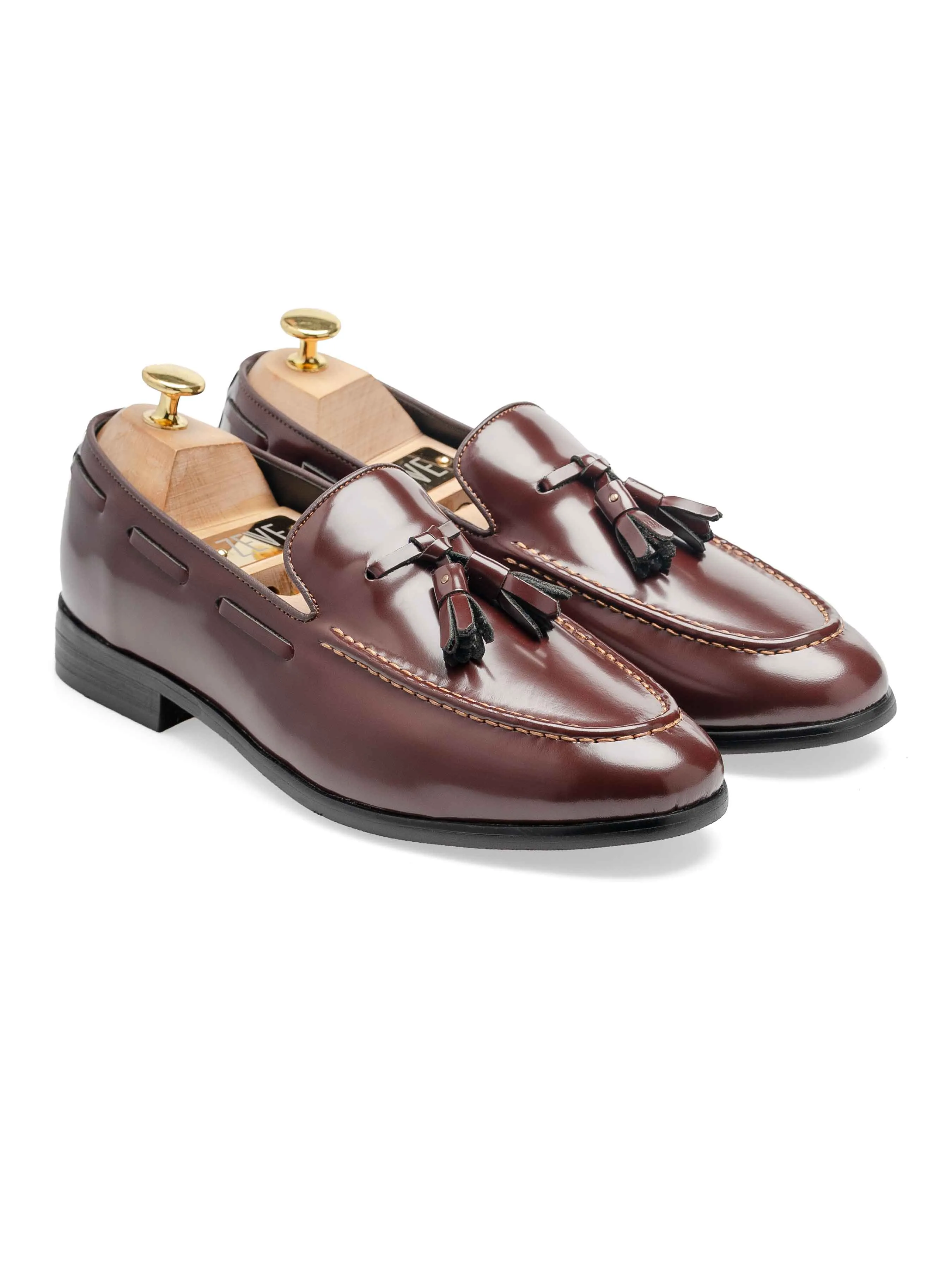 Mocassin à gland - Cuir brun verni