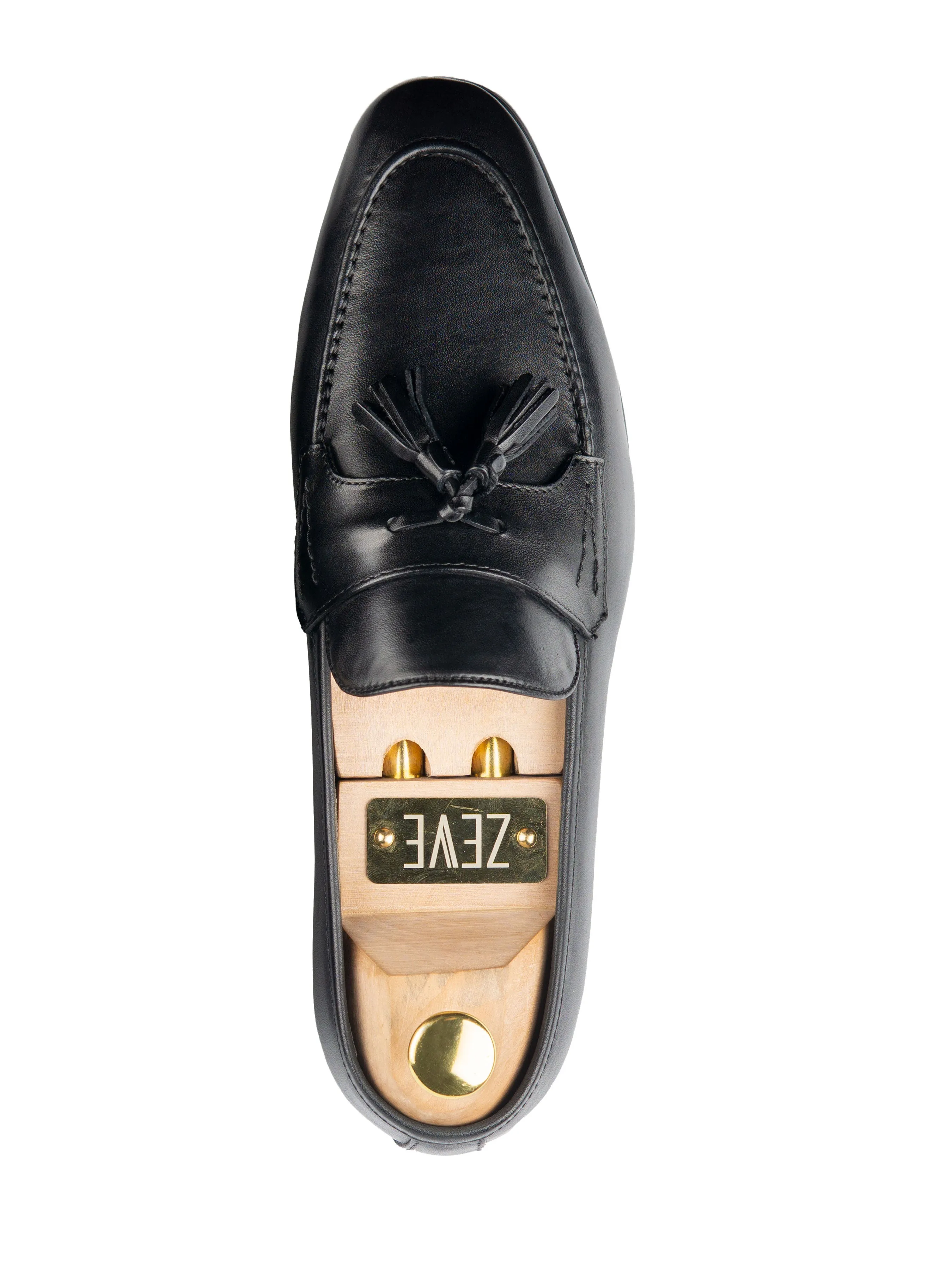 Mocassin à gland avec bride aileron - Noir uni